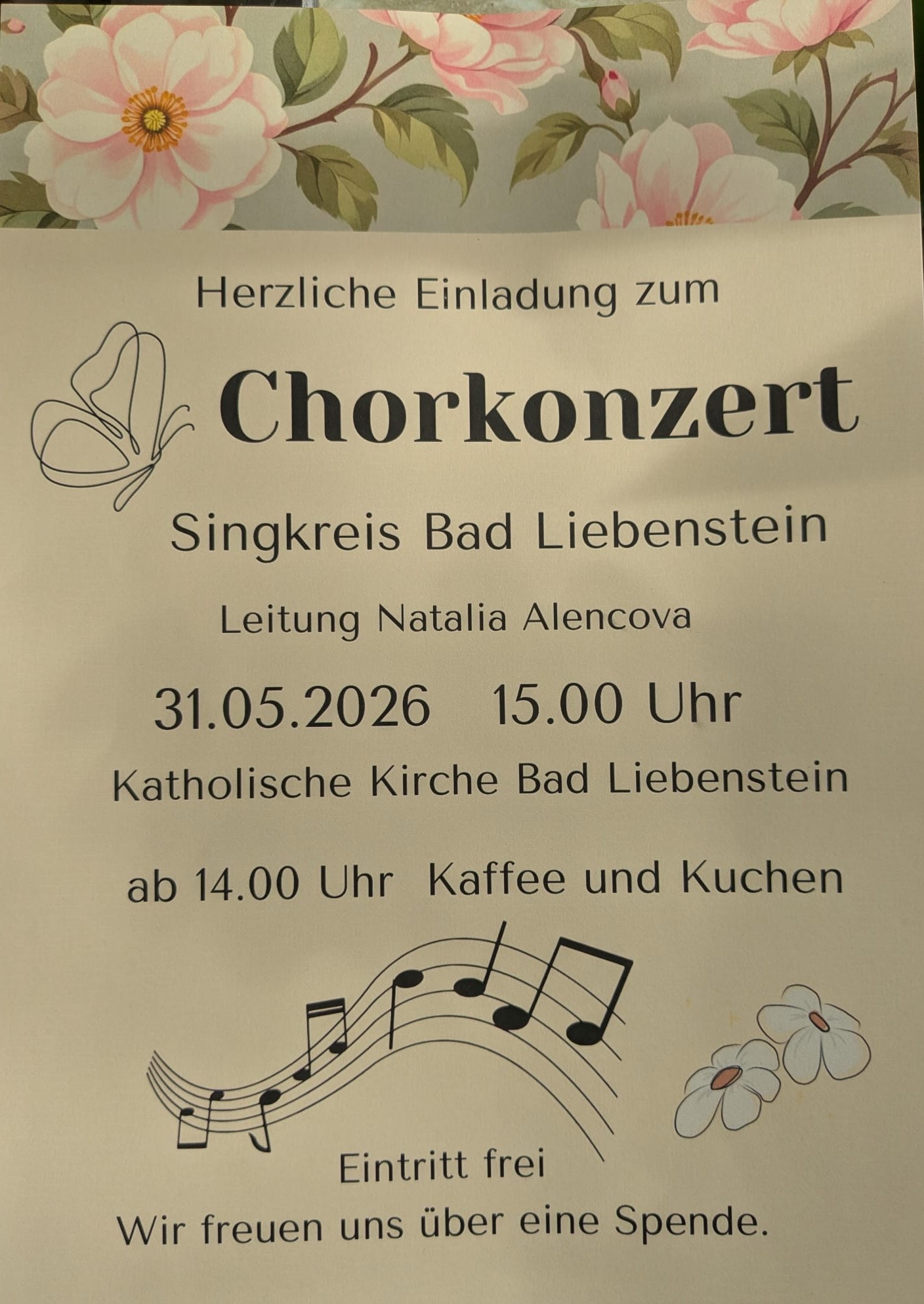 Bild zur Veranstaltung: Chorkonzert des Singkreises Bad Liebenstein